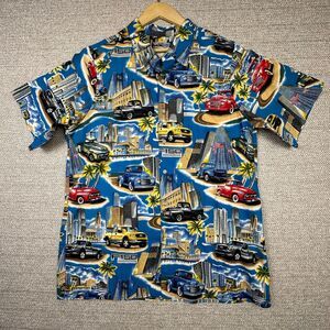 VTG Reyn‎ Spooner XL FORD Truck Hawaiian Shirt Cars Cityscape Carshow Collector